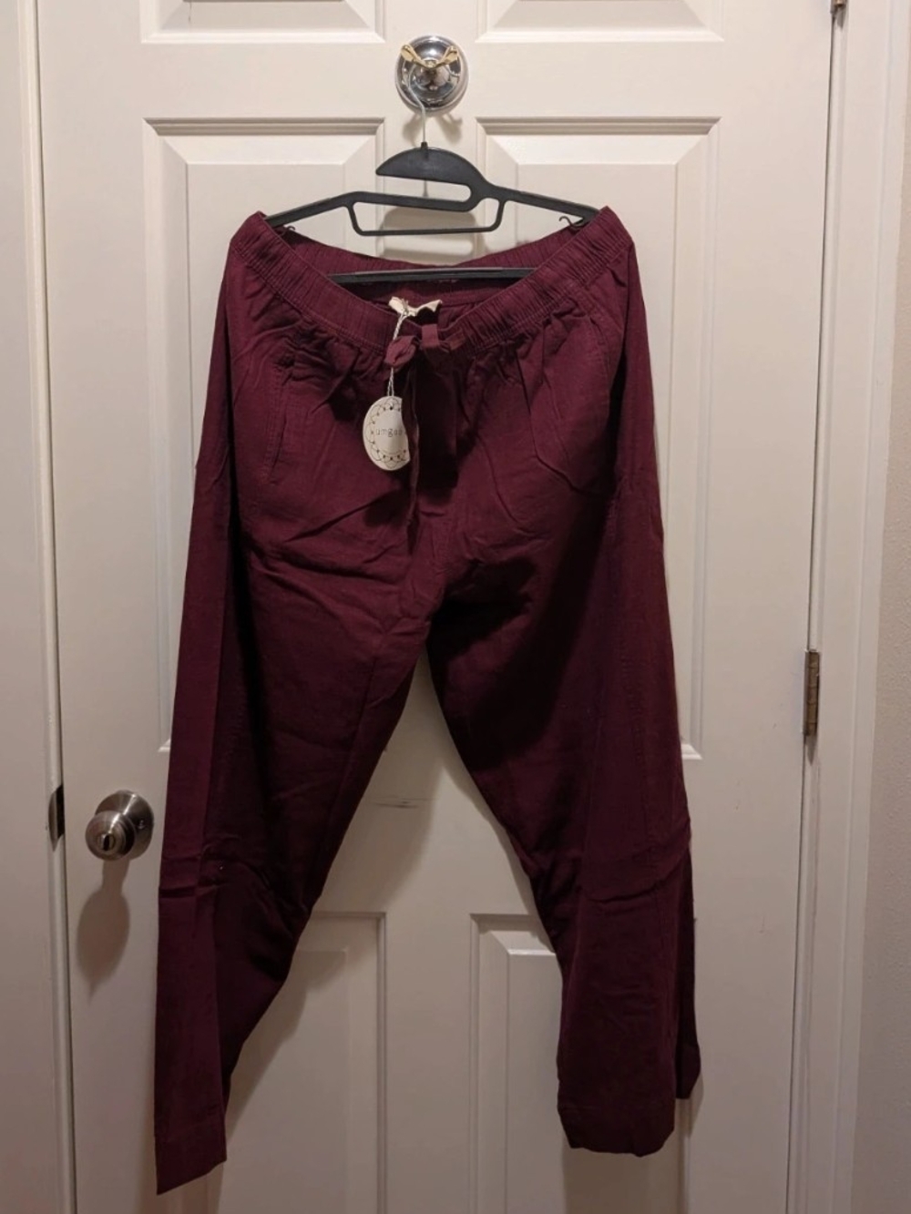 Umgee Burgundy Drawstring Light Weight Pant